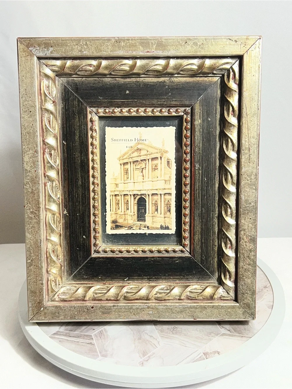 Sheffield Home Ornate Gold Black 4x6 Picture Frame Distressed Baroque Tabletop